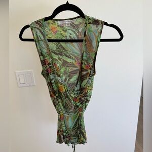 Diane Von Furstenberg 100% Silk Printed Top